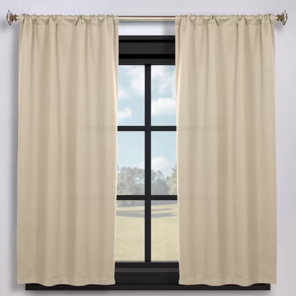 Semi Blackout Drapes Cream Khaki Tan Neutral Color 84 x 42 Rod Pocket Long